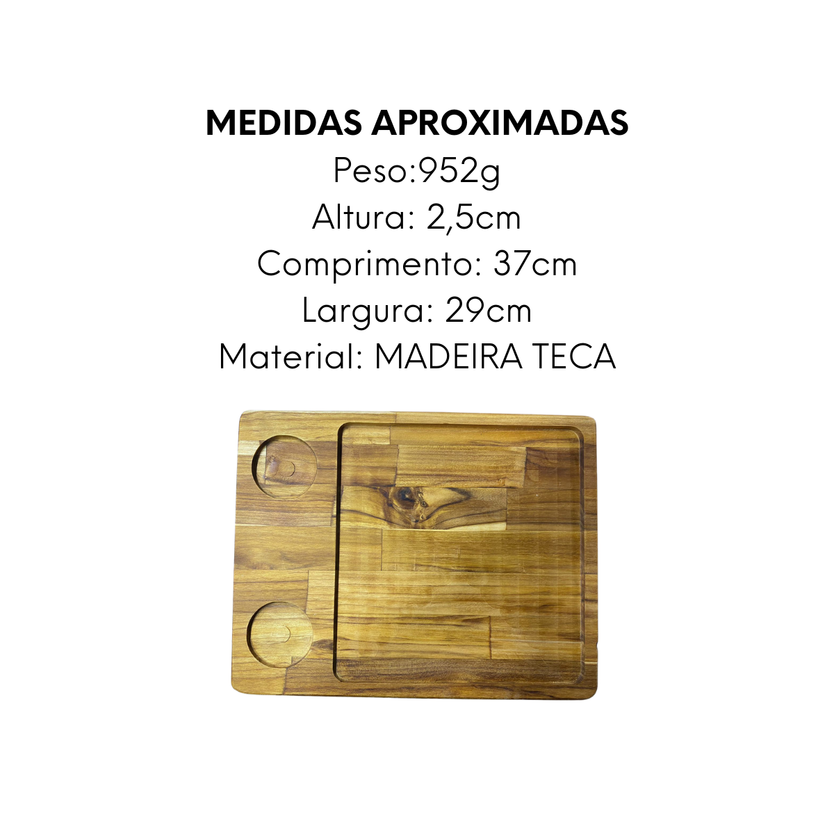 Tabua Quadrada de Madeira Teca 37cm A Gourmet