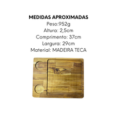 Tabua Quadrada de Madeira Teca 37cm A Gourmet