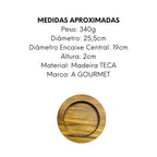 Tabua Madeira Teca Redonda Pergaminho 22 A Gourmet