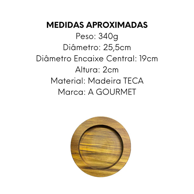 Tabua Madeira Teca Redonda Pergaminho 22 Main Image