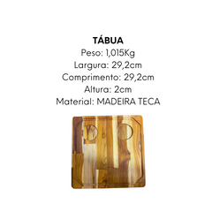 Tabua Quadrada de Madeira Teca 2 Furos A Gourmet