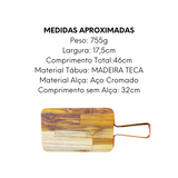 Tábua Retangular Com Alça 46cm Madeira Teca A Gourmet