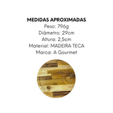 Tabua Redonda Madeira Teca 30cm A Gourmet