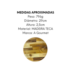 Tabua Redonda Madeira Teca 30cm A Gourmet