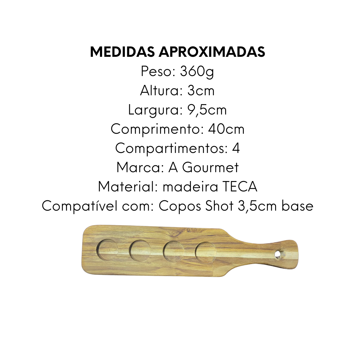 Tabua Shot Madeira Teca 40cm A Gourmet
