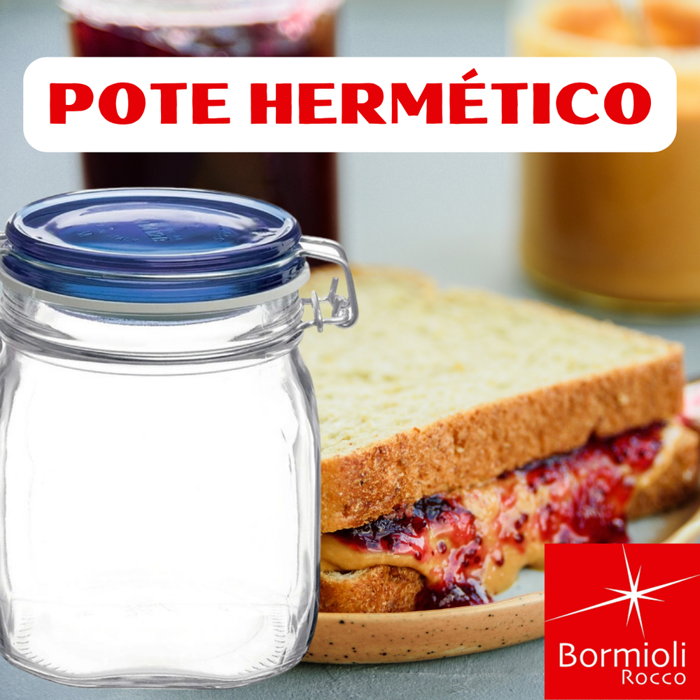 Pote Hermético de Vidro Tampa Azul - A Gourmet