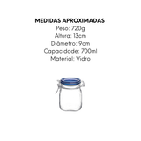 Pote Hermético de Vidro Tampa Azul - A Gourmet