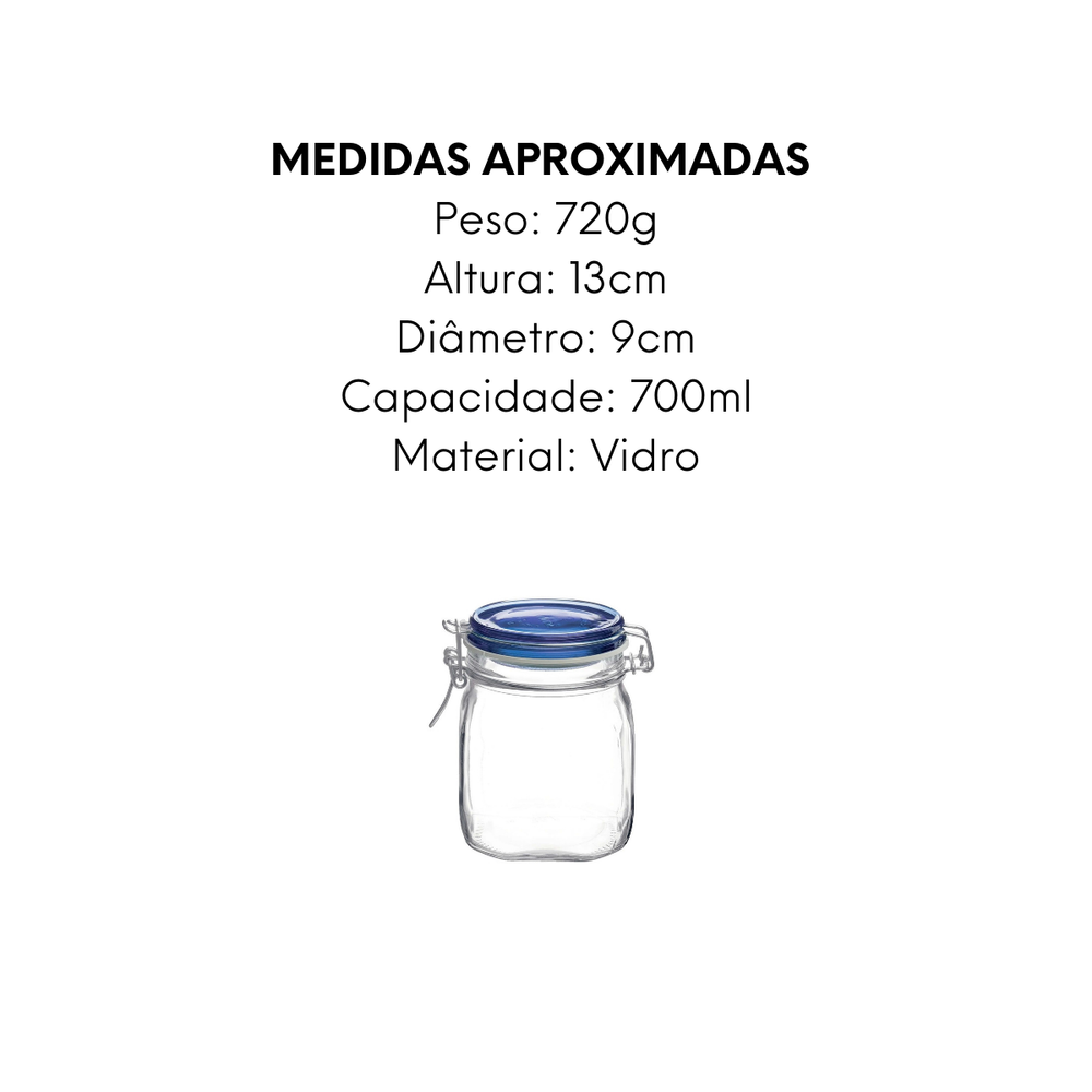 Pote Hermético de Vidro Tampa Azul - A Gourmet