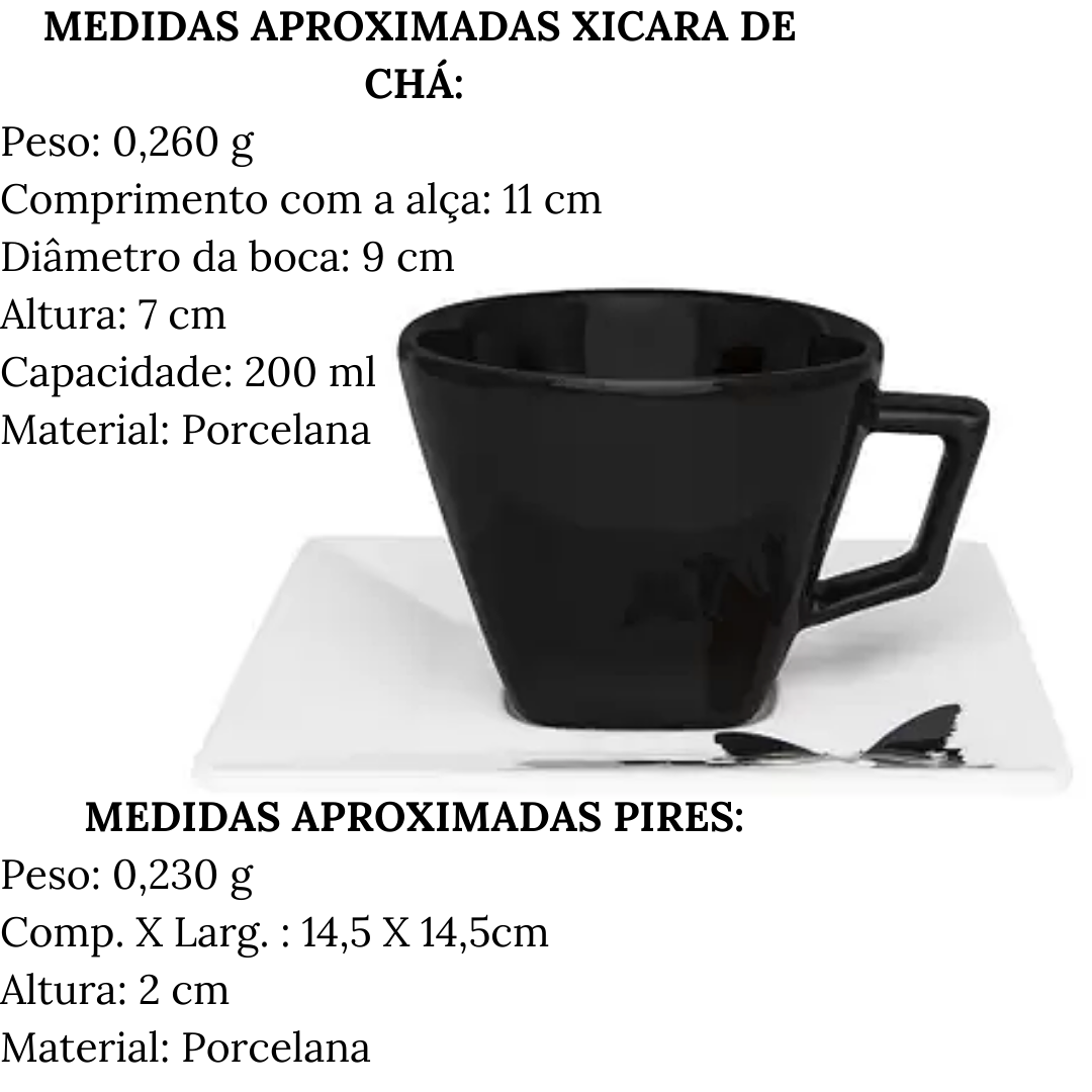 Xicara de Chá Com Pires de 200ml Quartier Tatto Oxford