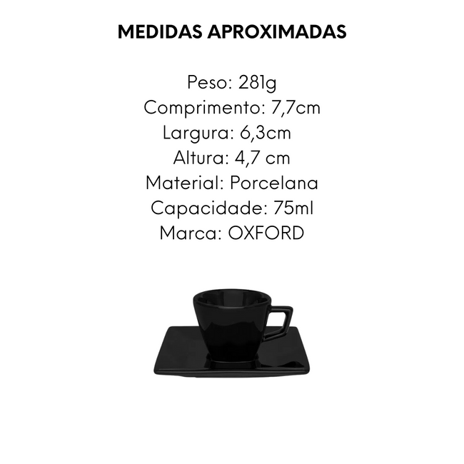 Xicara de Café Quartier Black 75ml de Porcelana Main Image