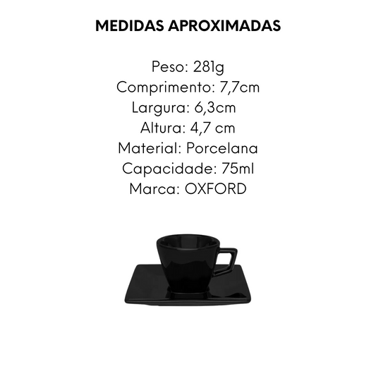 Xicara de Café Quartier Black 75ml de Porcelana