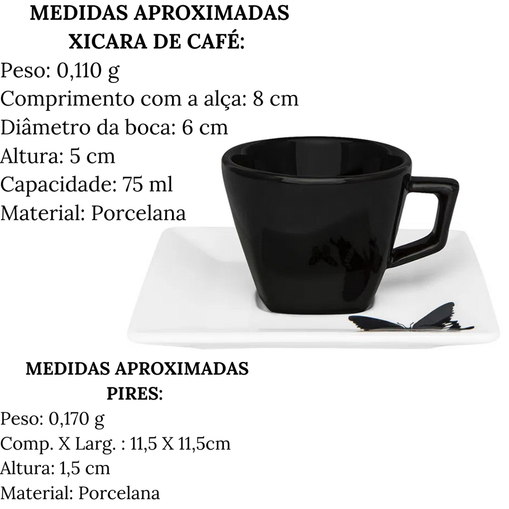 Xicara de Café 75ml Com Pires Quartier Tatto Oxford