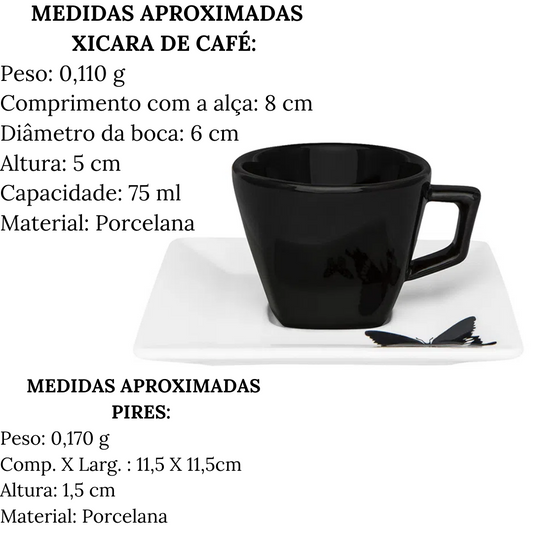 Xicara de Café 75ml Com Pires Quartier Tatto