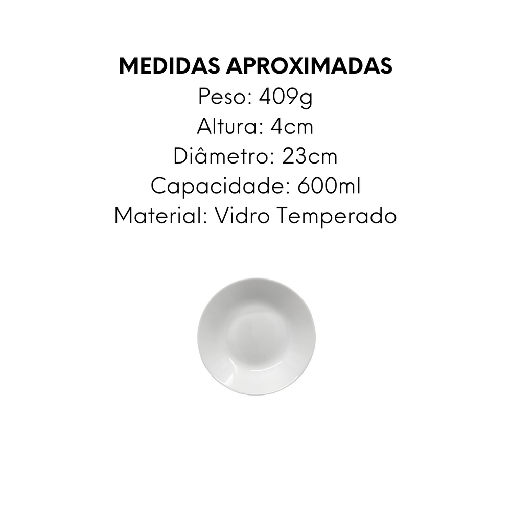 Prato Fundo de Vidro Temperado Meridional - A Gourmet