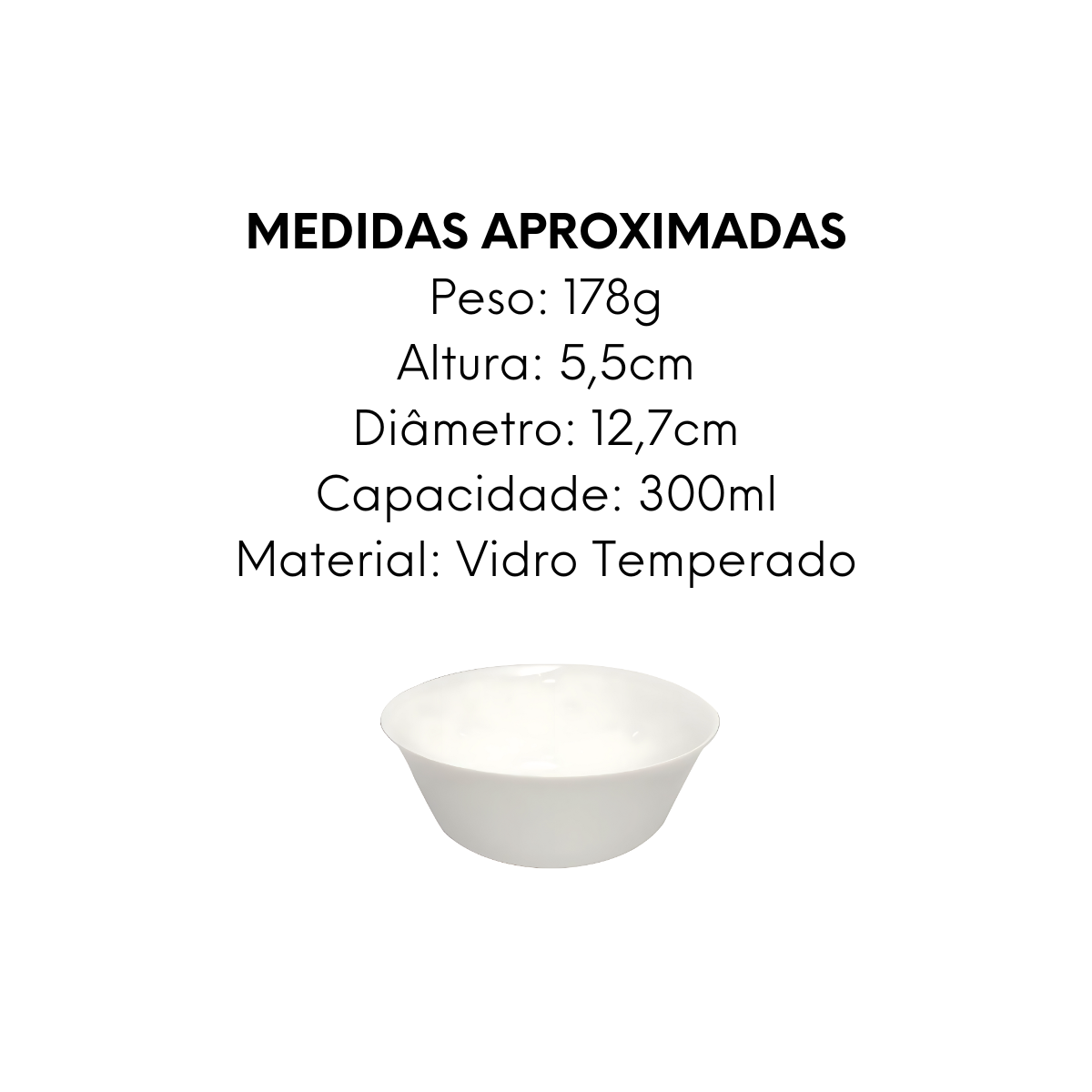 Tigela Redonda Meridional em Vidro Temperado 300ml - A Gourmet