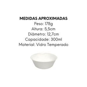 Tigela Redonda Meridional em Vidro Temperado 300ml - A Gourmet