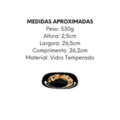 Prato Raso Quadrado Preto Oasis de Vidro Temperado - A Gourmet