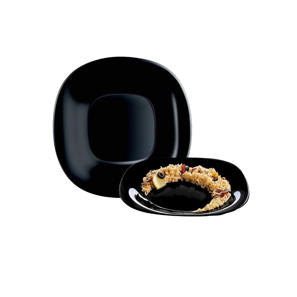 Prato Raso Quadrado Preto Oasis de Vidro Temperado - A Gourmet