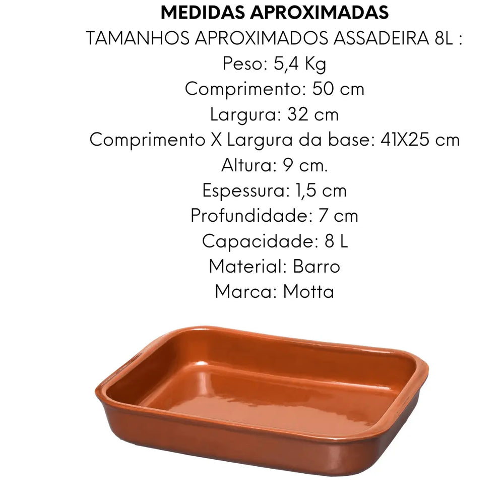 Travessa Retangular Princ V.M N5 8Litros Motta