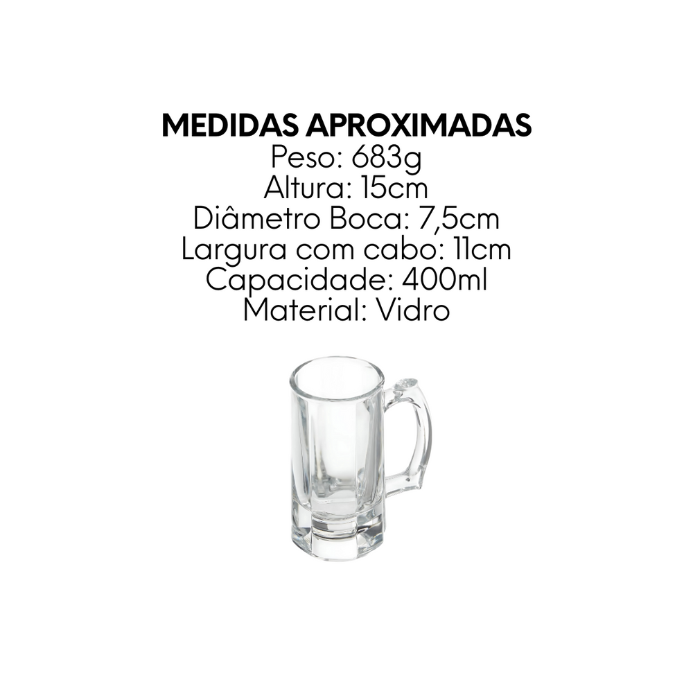 Caneca de Vidro Chopp 400ml - A Gourmet
