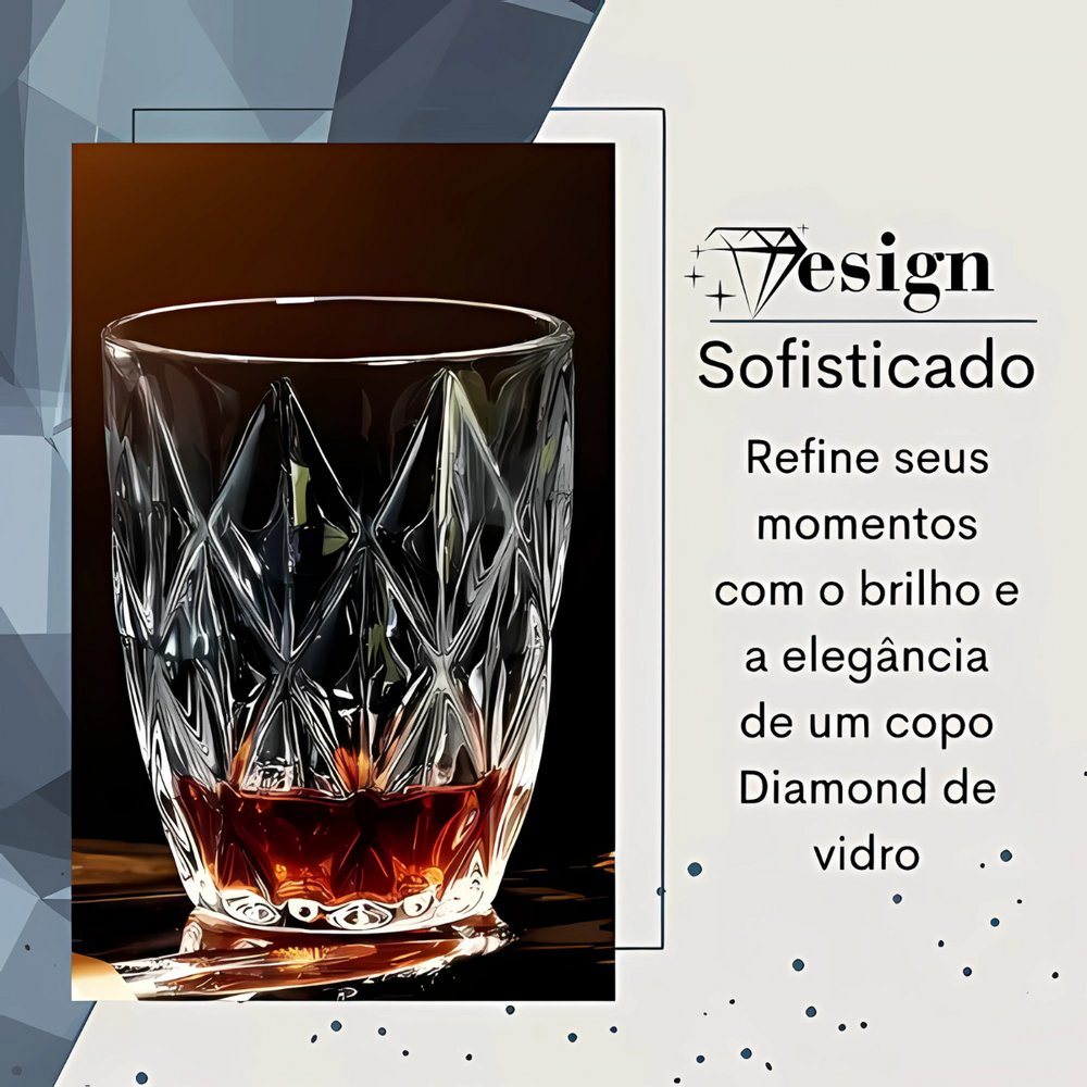 Copo Diamante de Vidro 280ml - A Gourmet