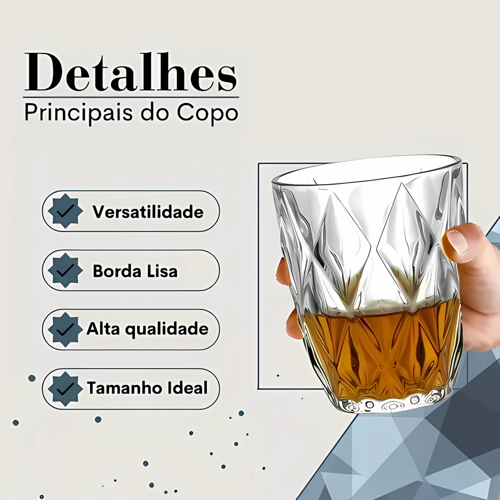 Copo Diamante de Vidro 280ml - A Gourmet