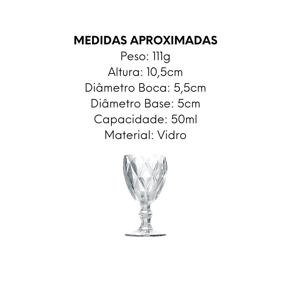 Taça diamante Para Licor de 50ml  Vidro - A Gourmet