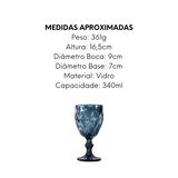 Taça Diamond Azul de Vidro 340ml - A Gourmet