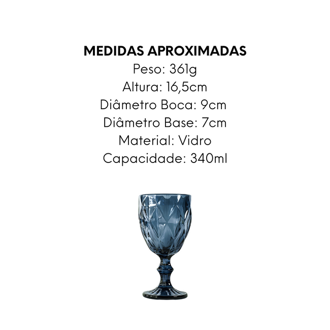 Taça Diamond Azul de Vidro 340ml Main Image