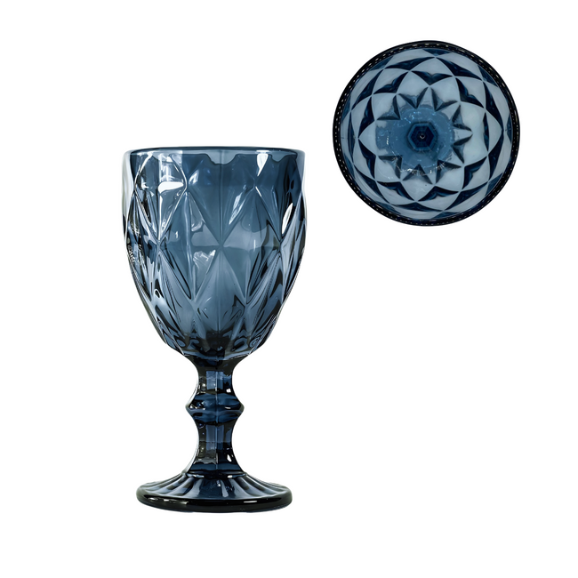 Taça Diamond Azul de Vidro 340ml - A Gourmet Hover Image