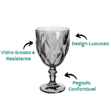 Taça Diamond Fume de Vidro 340ml - A Gourmet
