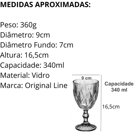 Taça Diamond Fume de Vidro 340ml