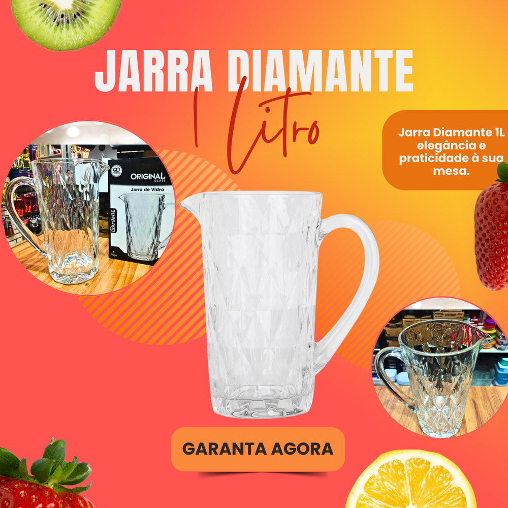 Jarra Diamante Vidro 1L - A Gourmet