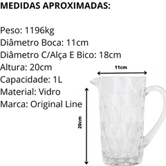 Jarra Diamante Vidro 1L - A Gourmet