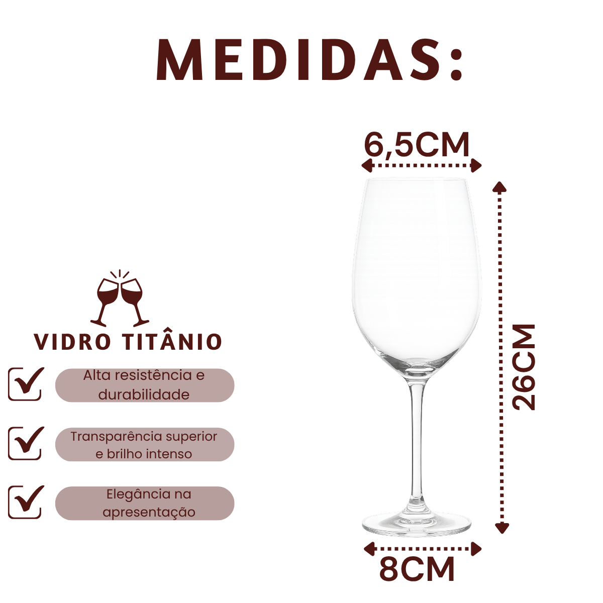 Taça Vinho Vidro Titanio Zurique 530ml
