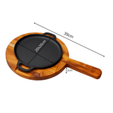 Chapa Redonda Ferro Fundido 20cm + Tábua Madeira com Cabo – Linha Profissional para Bares e Lanchonetes