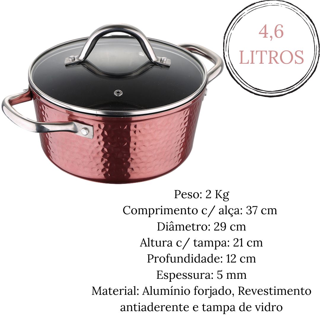 Caçarola Com Tampa Saphire 4,6L Rose Glob Imports