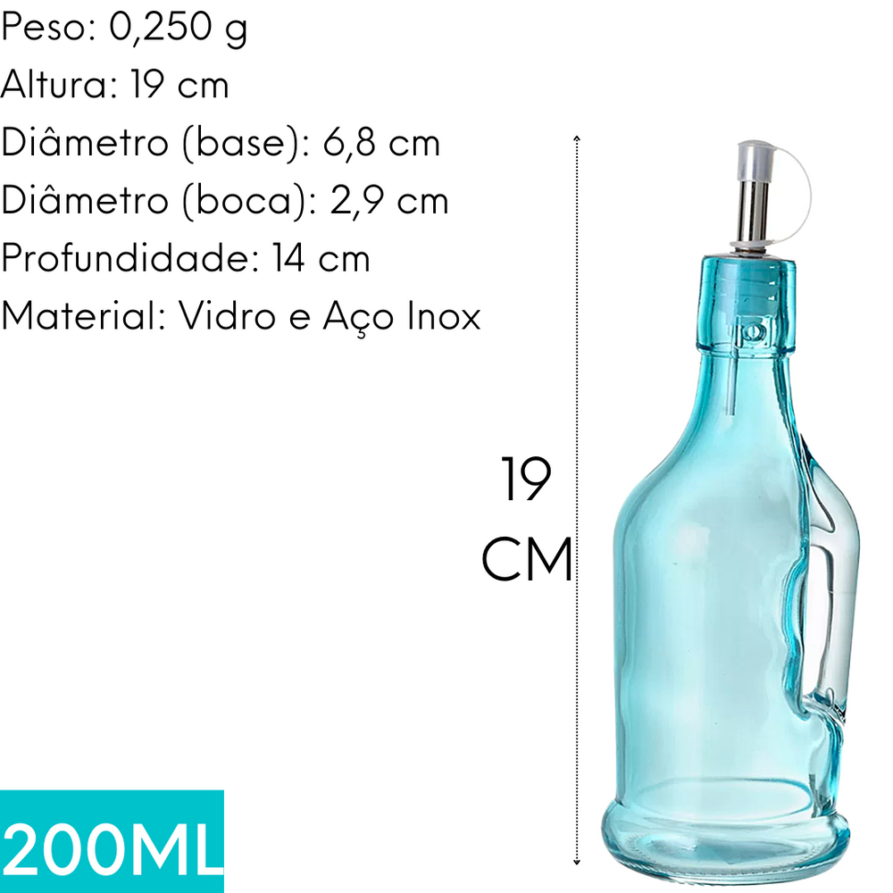 Galheteiro de Vidro Azul 200ml Etilux