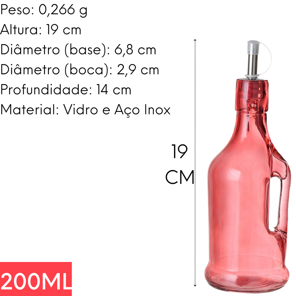 Galheteiro de Vidro Vermelho 200ml Etilux