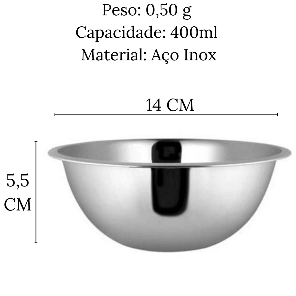 Tigela Bowl em Aço Inox 400ml - A Gourmet