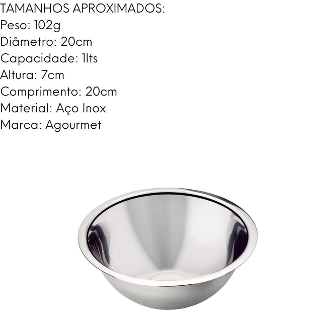 Tigela Bowl em Aço Inox Com 20 cm Main Image