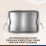 Bandeja inox Retangular 43cm