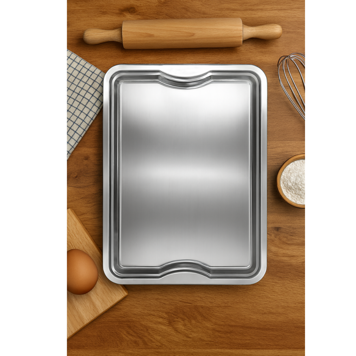 Bandeja inox Retangular 43cm