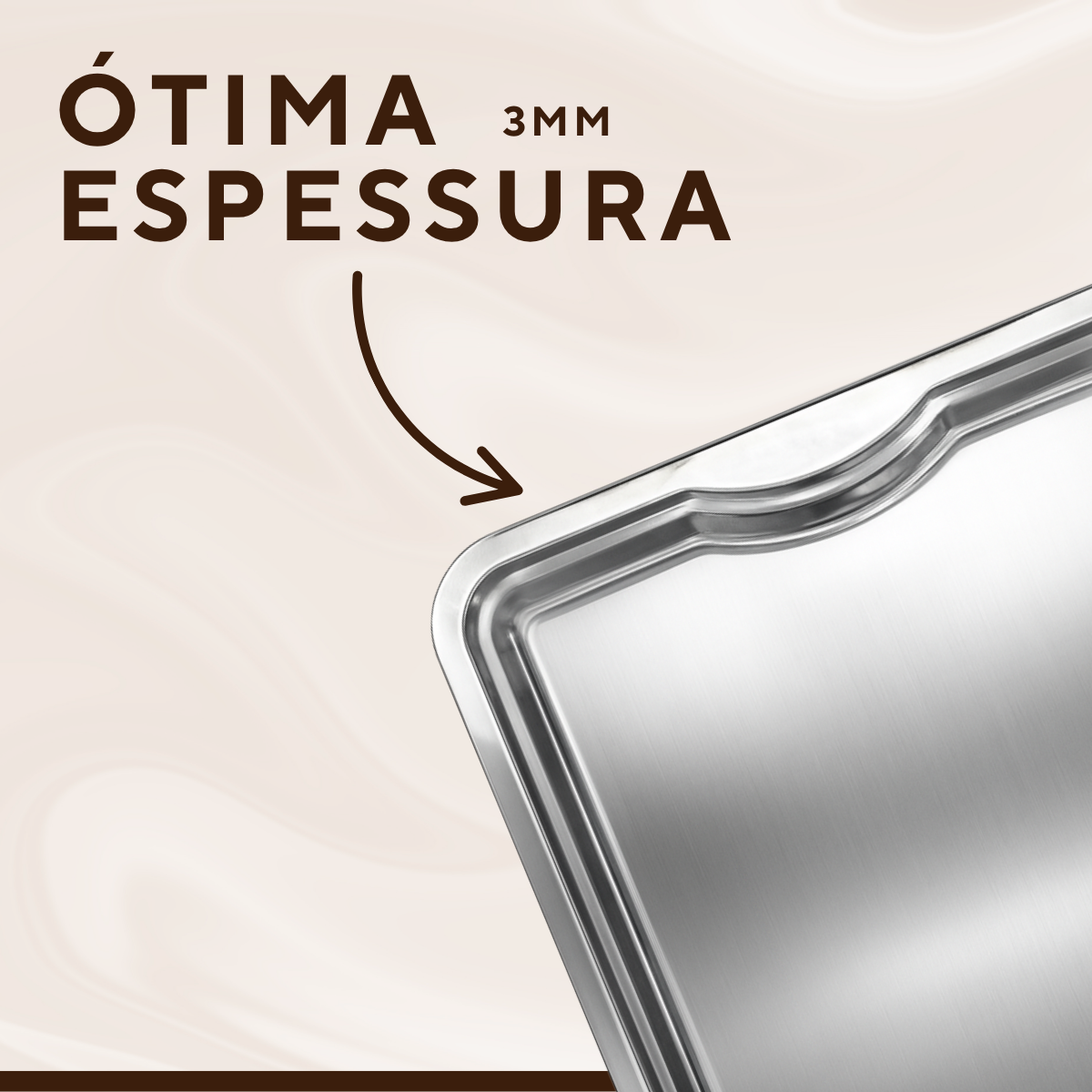 Bandeja inox Retangular 43cm