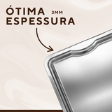 Bandeja inox Retangular 43cm