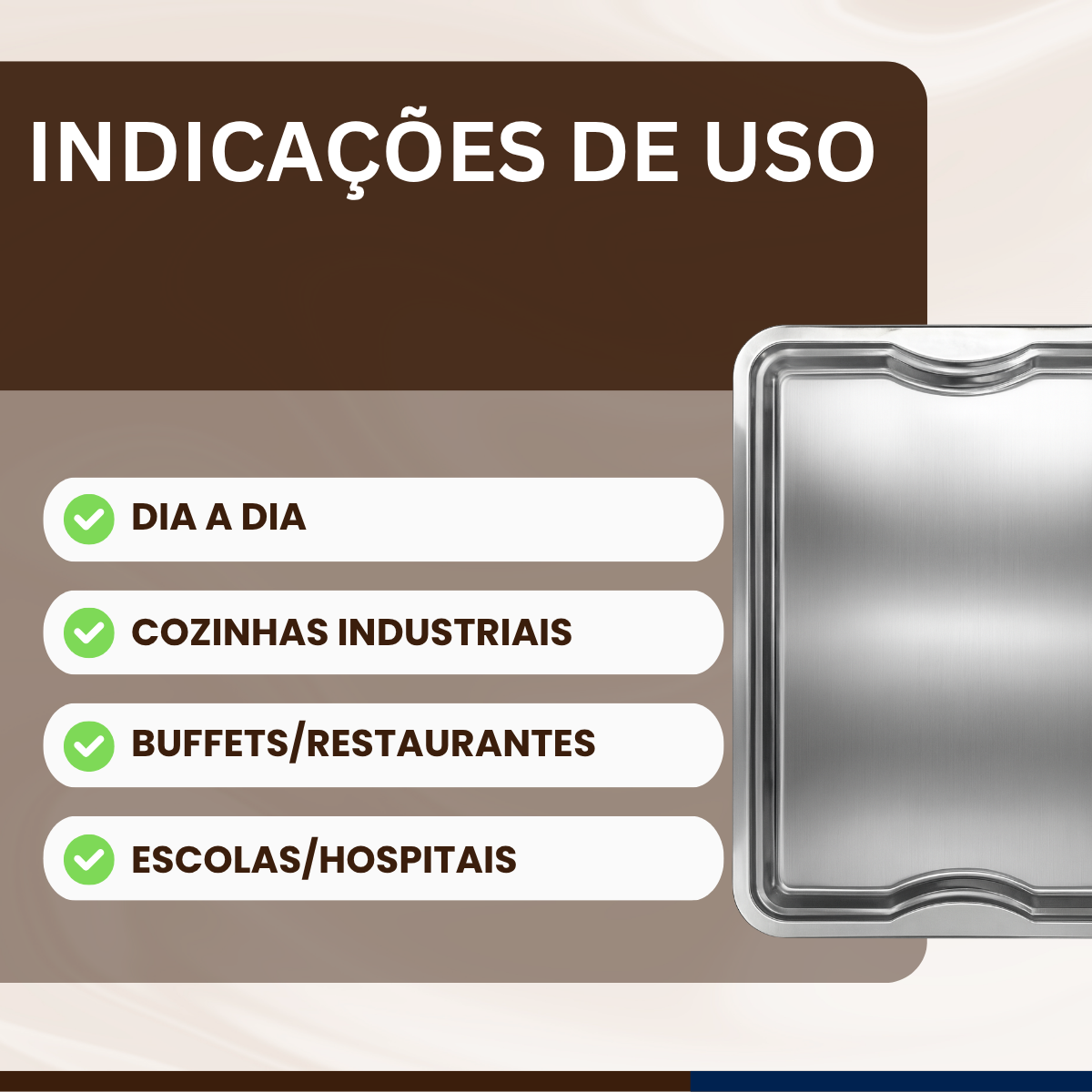 Bandeja inox Retangular 43cm