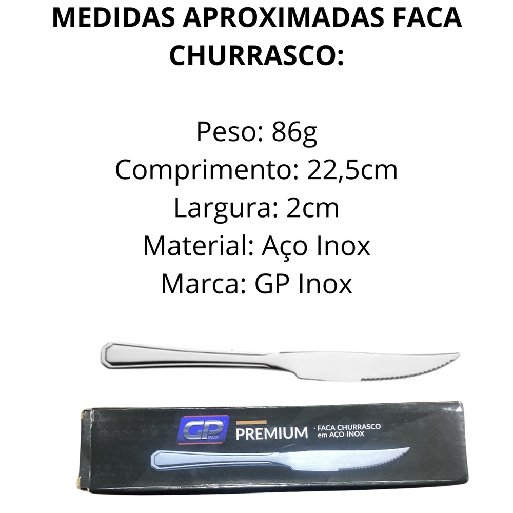 Faca de Churrasco em Aço Inox - A Gourmet
