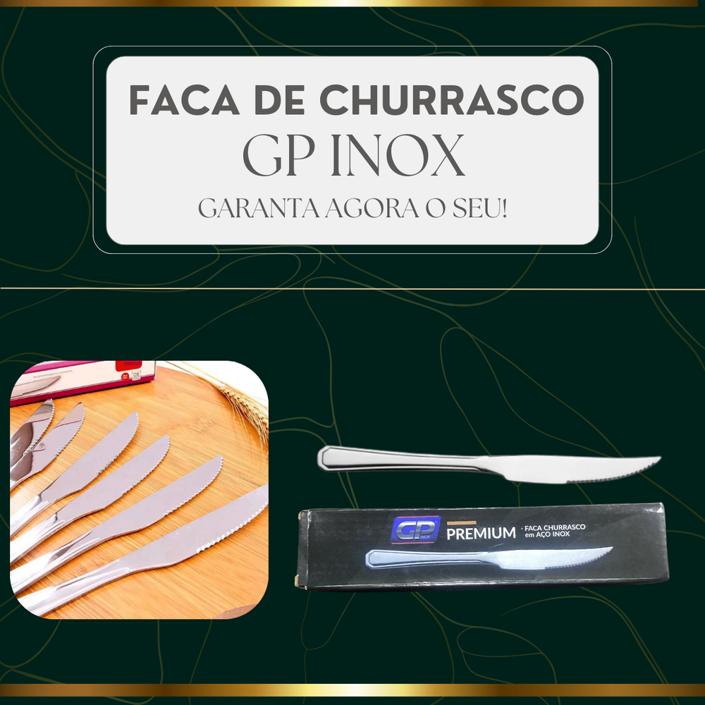 Faca de Churrasco em Aço Inox - A Gourmet