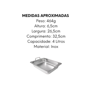 Cuba GN em Aço Inox 65mm Com Alça - A Gourmet