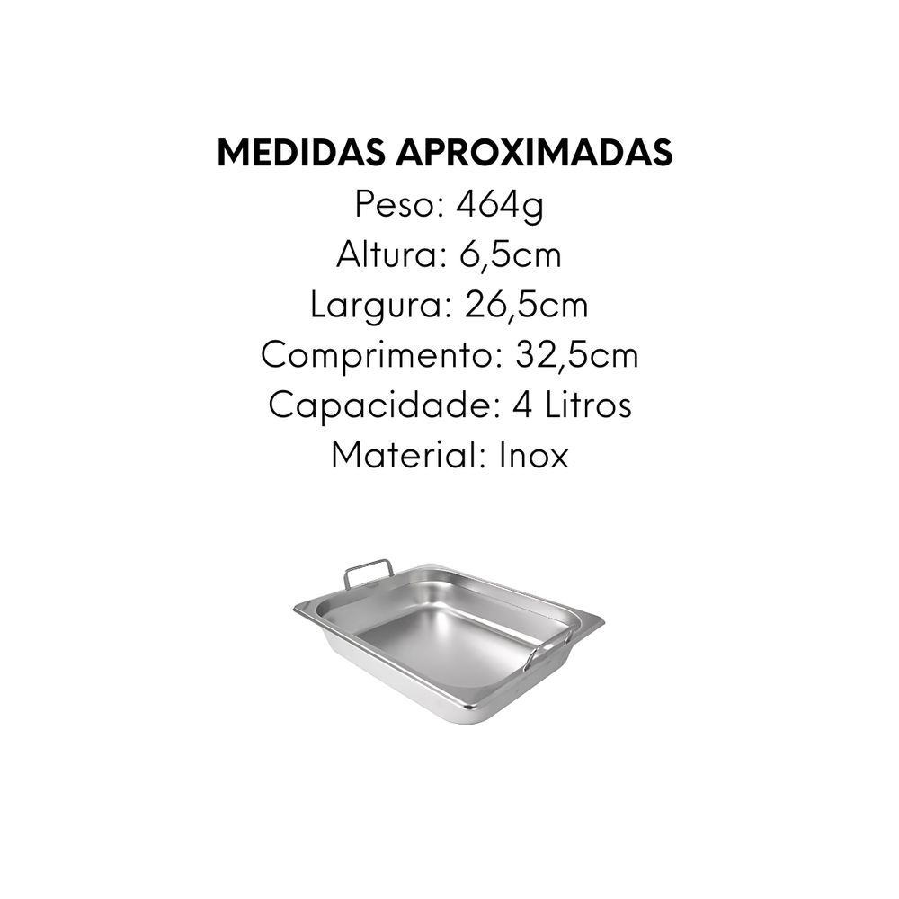 Cuba GN em Aço Inox 65mm Com Alça - A Gourmet